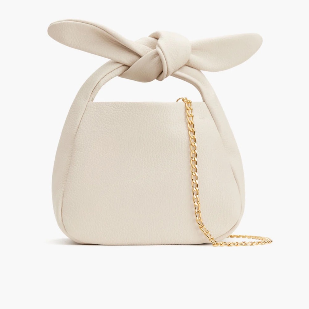Cuyana Mini Bow Bag Color Ecru Pebbled Leather